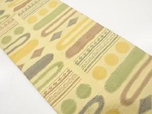 節紬　幾何学模様織り出し名古屋帯